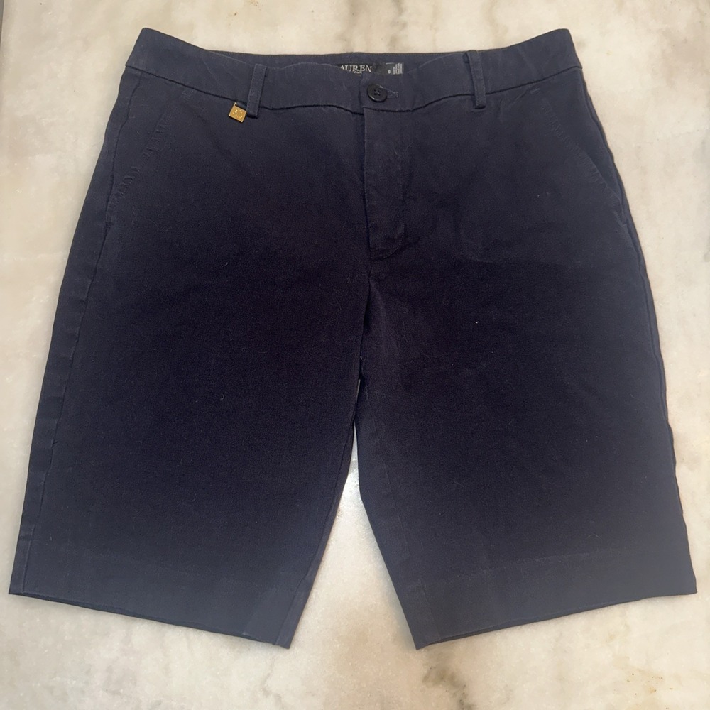 Ralph Lauren Black Label Womens Sz 6 Blue Bermuda Chino Shorts Stretch Retro Y2K